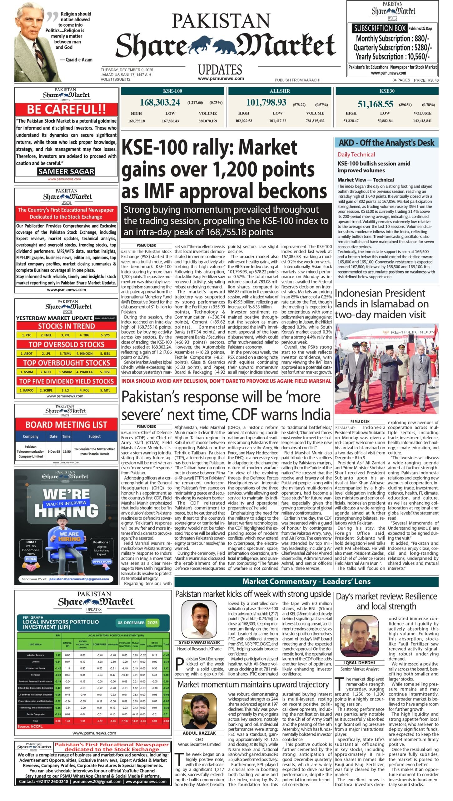 Pakistan Share Market 9 December 2025 E-Page