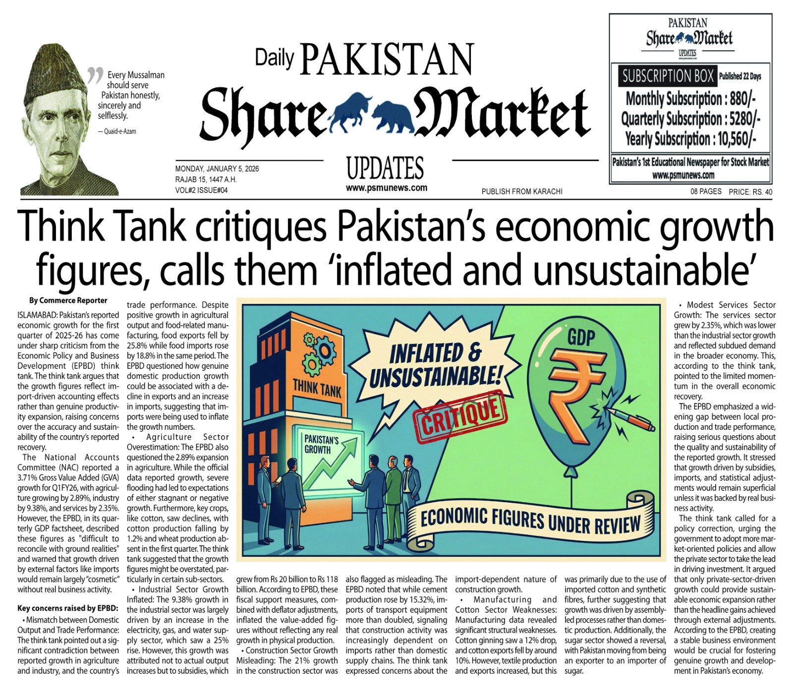 Pakistan Share Market Update Newspaper Today 05-January-2026