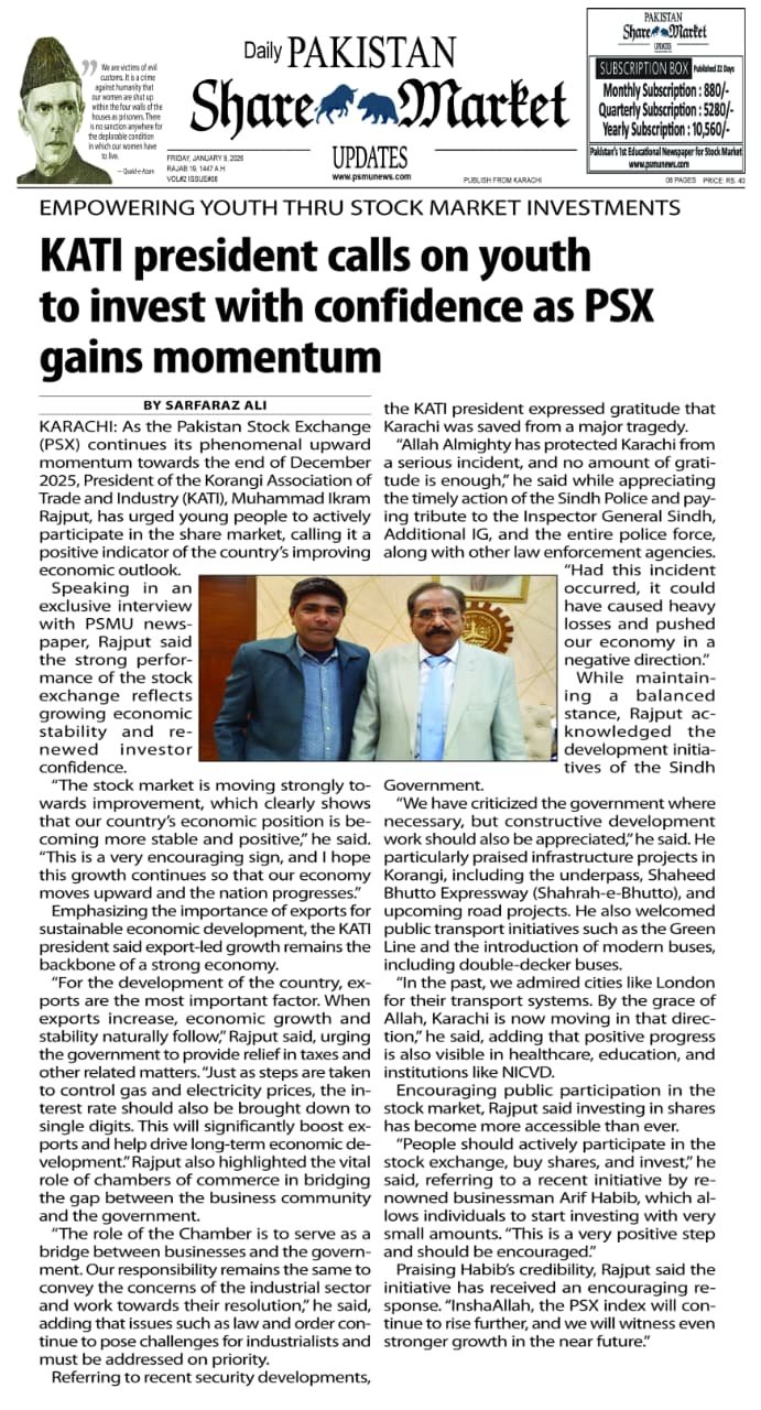 Pakistan Share Market Updates Newspaper Today 08-Jan-2026